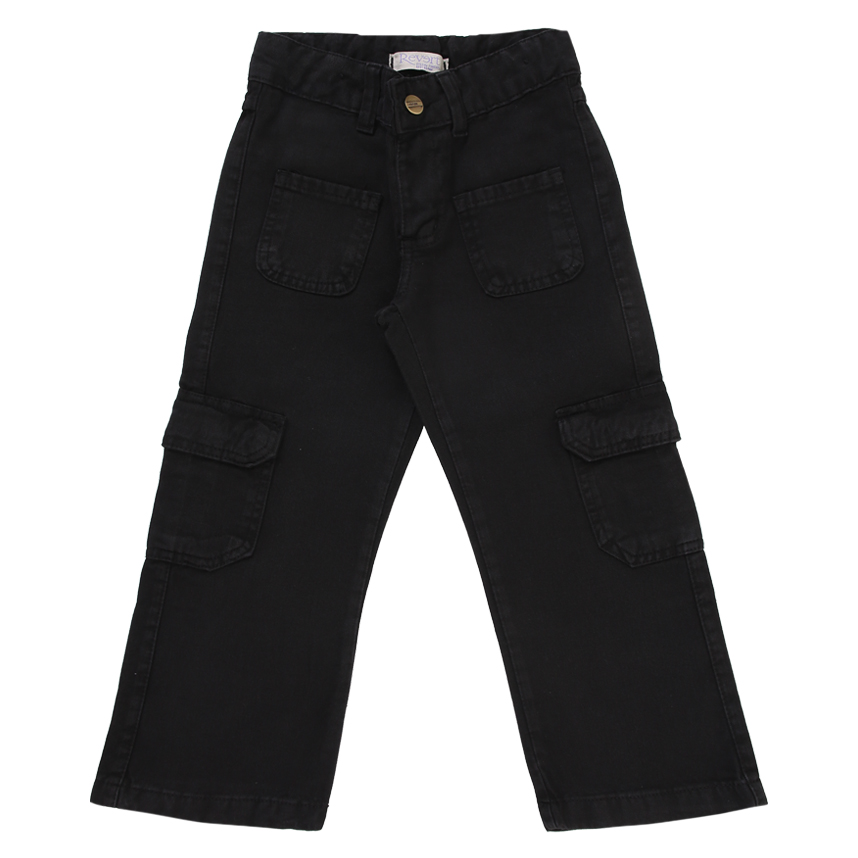 Calça Sarja Infantil Revert Jeans Cargo Com Bolso Frontal