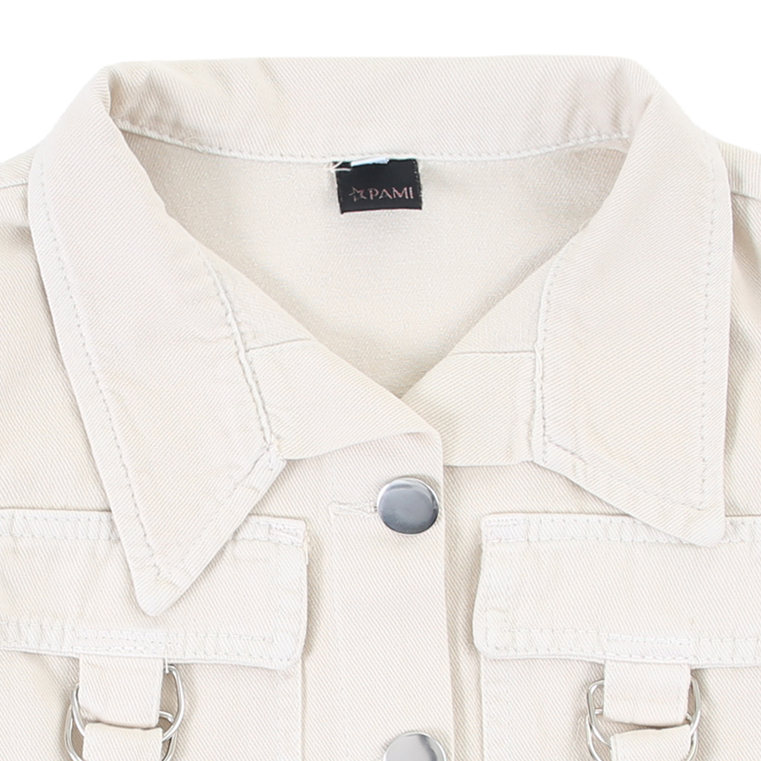 Jaqueta Juvenil Pami Jeans Com Bolso Frontal E Fecho