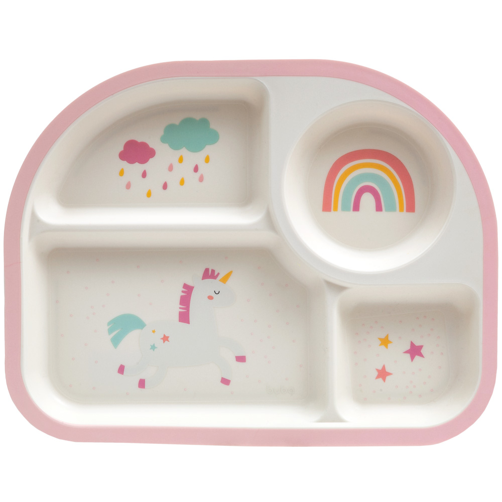 Prato Buba com Divisória Magic Unicórnio Rosa