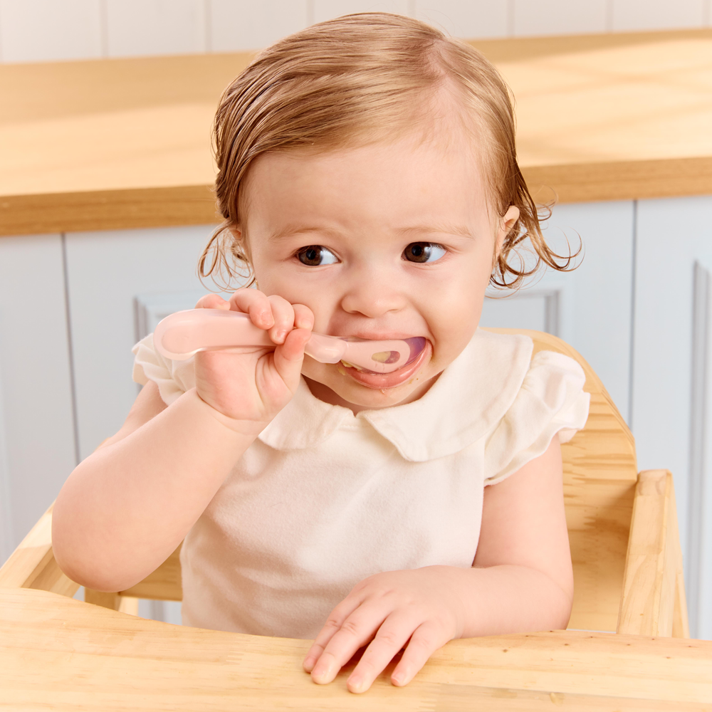 Kit Buba Colher em Silicone Fase 1 Rosa 2 Peças