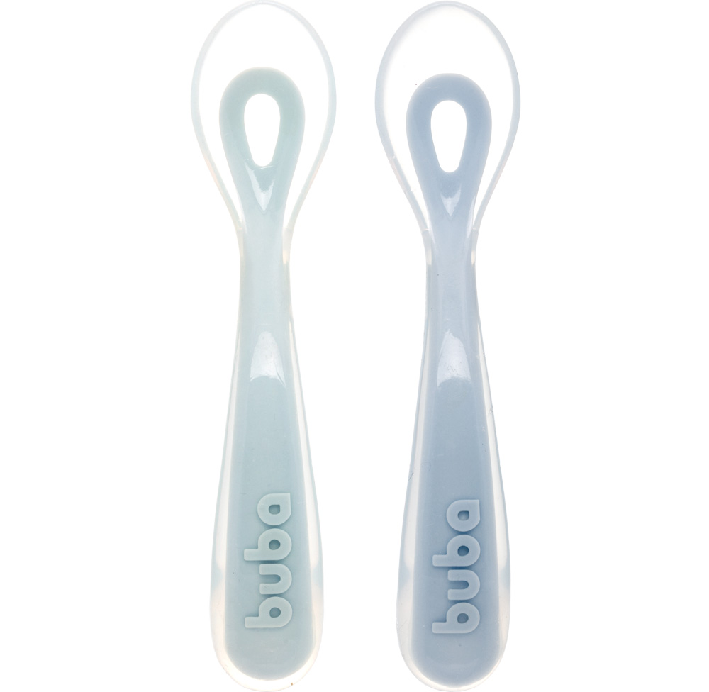 Kit Buba Colher em Silicone Fase 2 Azul 2 Peças