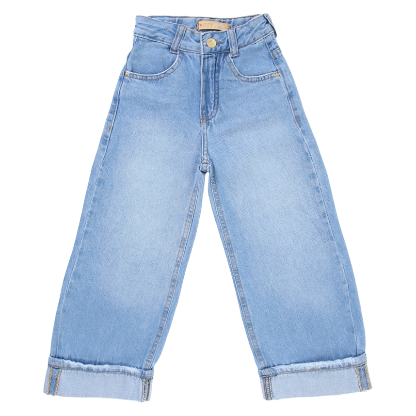 Calça Jeans Infantil Peptuchy Wide Leg Barra Virada Calça Jeans Infantil Peptuchy Wide Leg Barra Virada