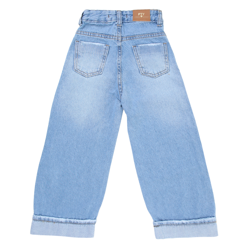 Calça Jeans Infantil Peptuchy Wide Leg Barra Virada Calça Jeans Infantil Peptuchy Wide Leg Barra Virada