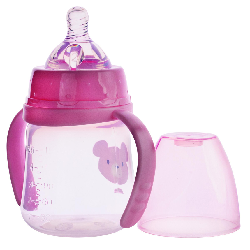 Mamadeira Plasútil com Alça Decorada Ursa  Rosa 150 ml Mamadeira Plasútil com Alça Decorada Ursa  Rosa 150 ml