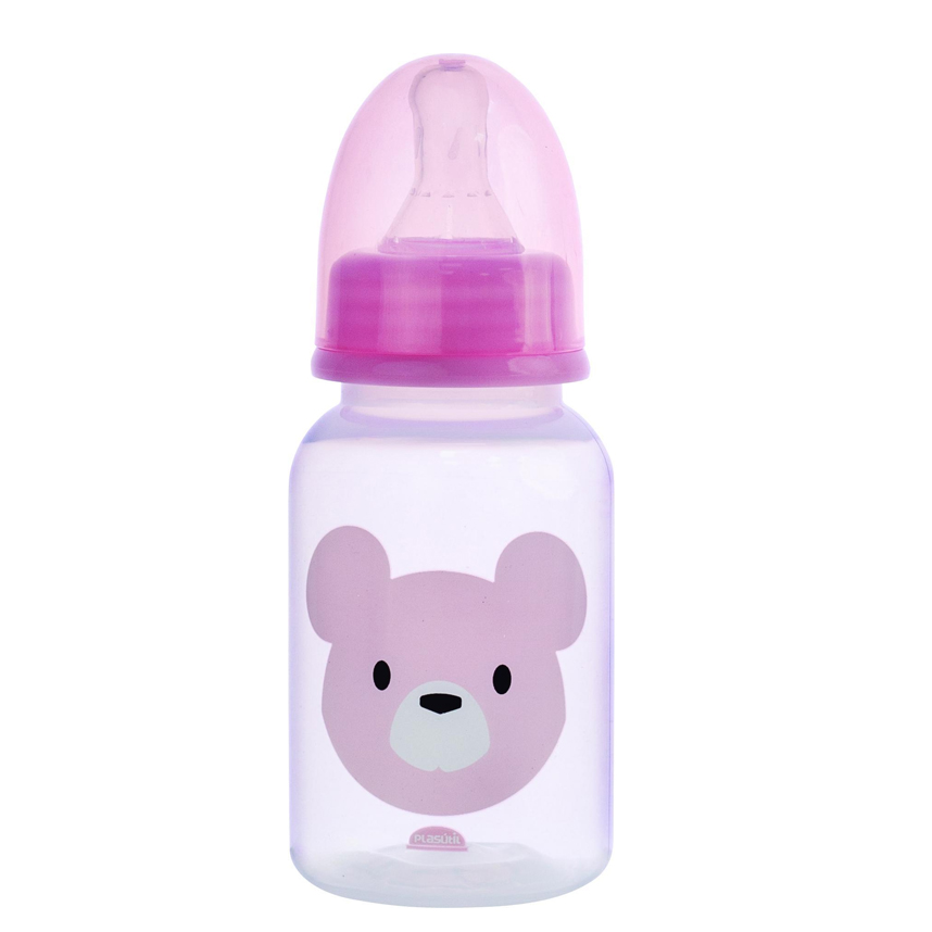 Mamadeira Plasútil  Com Estampa De Urso Rosa 150 ml Mamadeira Plasútil  Com Estampa De Urso Rosa 150 ml