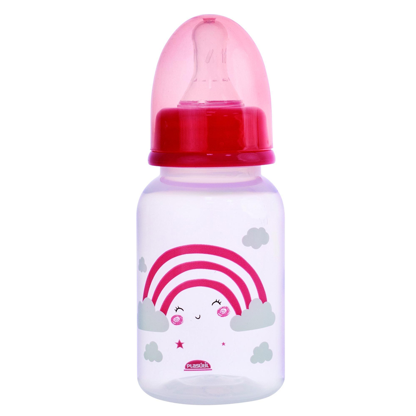 Mamadeira Plasútil Com Estampa de Arco Íris Rosa 150ml Mamadeira Plasútil Com Estampa de Arco Íris Rosa 150ml