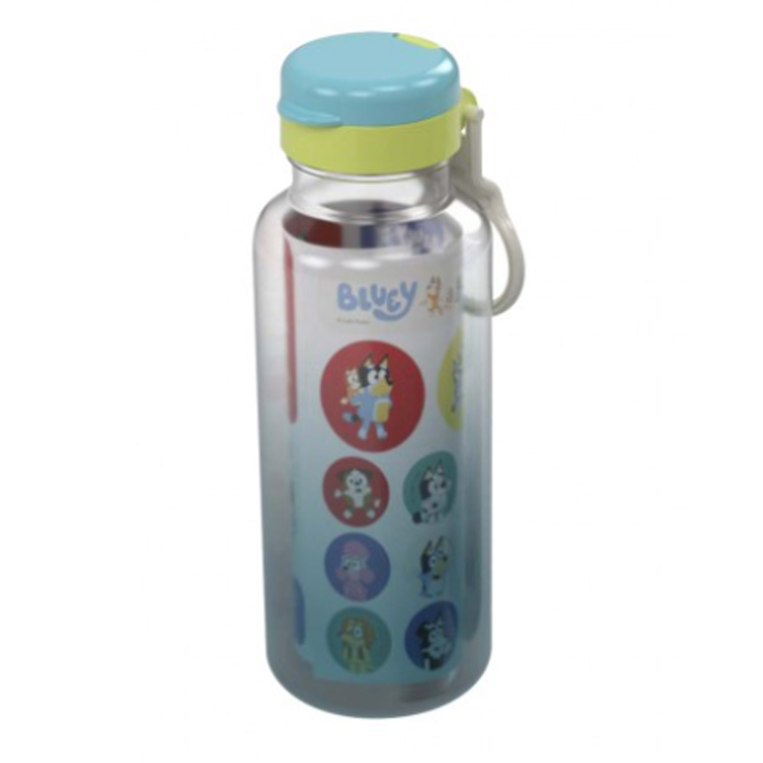 Garrafa Plasútil Fun De Plástico Abre Fácil Bluey Com Adesivos Garrafa Plasútil Fun De Plástico Abre Fácil Bluey Com Adesivos