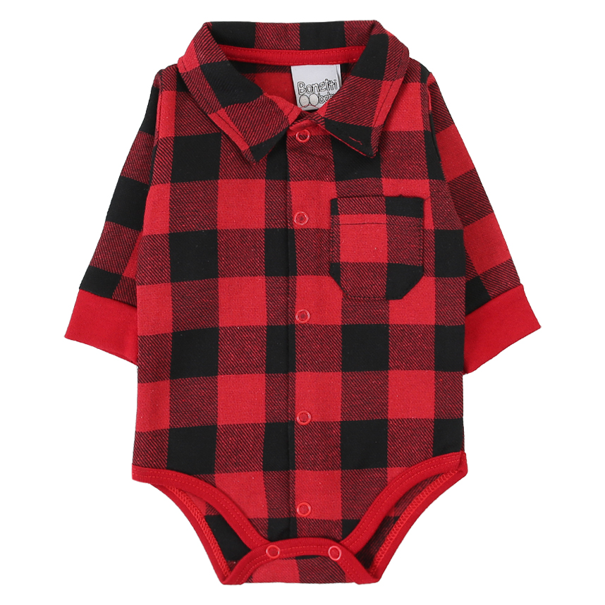 Body Bonettinhos Manga Longa Flanelado Xadrez Body Bonettinhos Manga Longa Flanelado Xadrez