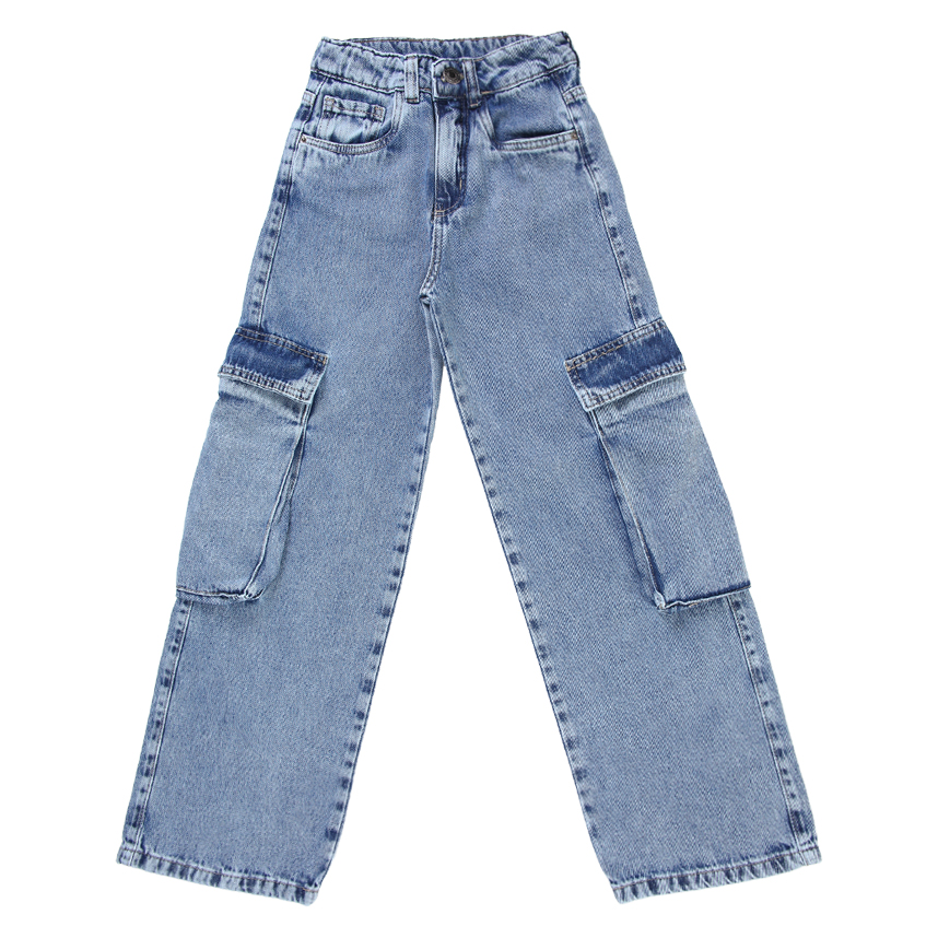 Calça Jeans Juvenil Frommer Cargo Com Bolso Fole Calça Jeans Juvenil Frommer Cargo Com Bolso Fole