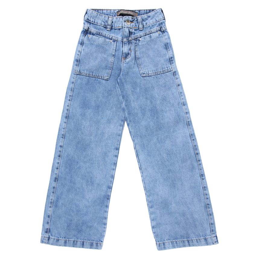 Calça Jeans Juvenil Frommer Wide Com Bolso Frontal Calça Jeans Juvenil Frommer Wide Com Bolso Frontal
