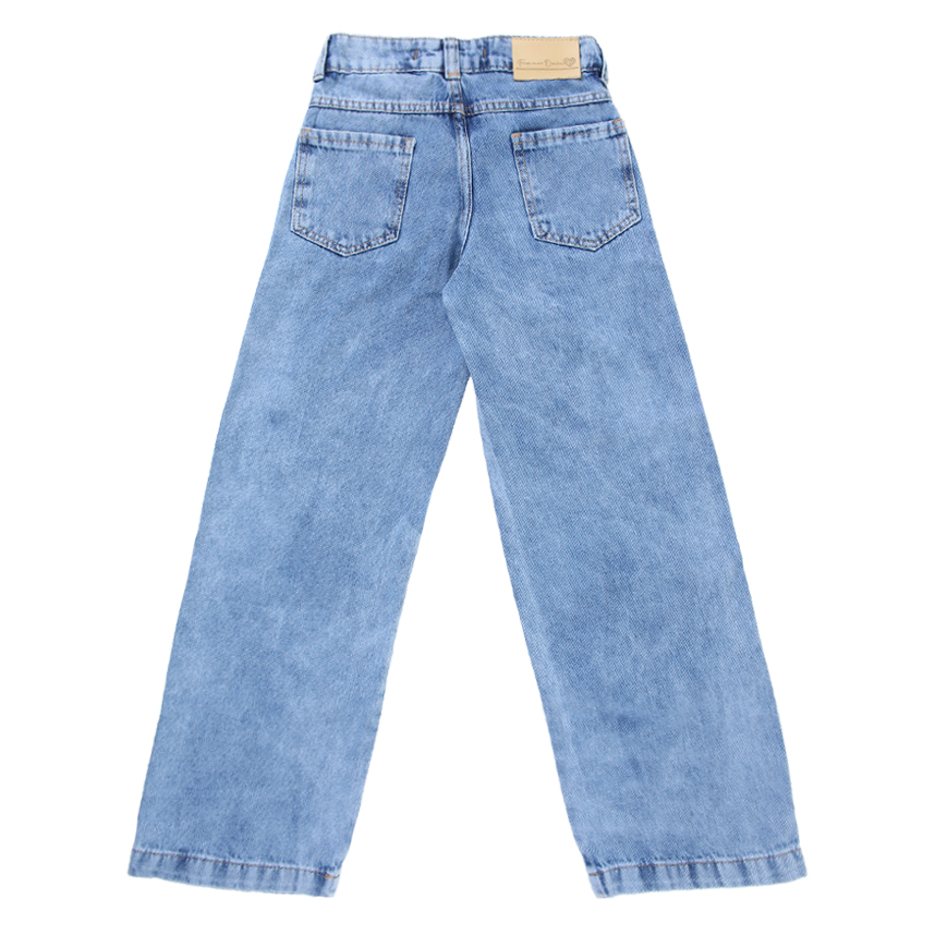 Calça Jeans Juvenil Frommer Wide Com Bolso Frontal Calça Jeans Juvenil Frommer Wide Com Bolso Frontal