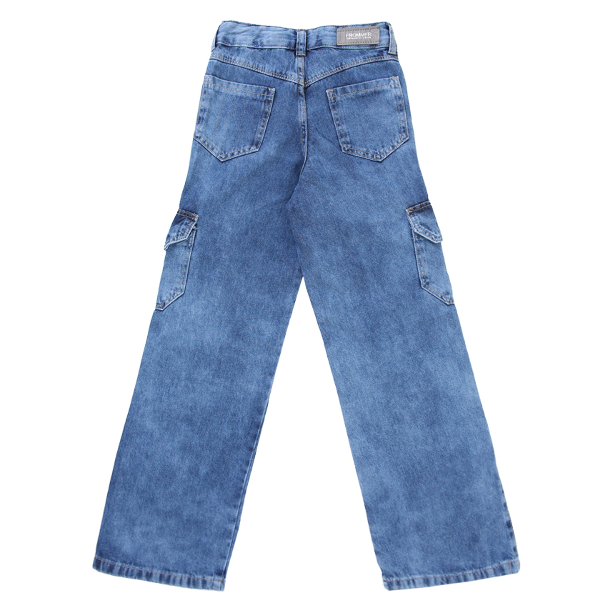 Calça Jeans Infantil Frommer Wide Leg Cargo Calça Jeans Infantil Frommer Wide Leg Cargo