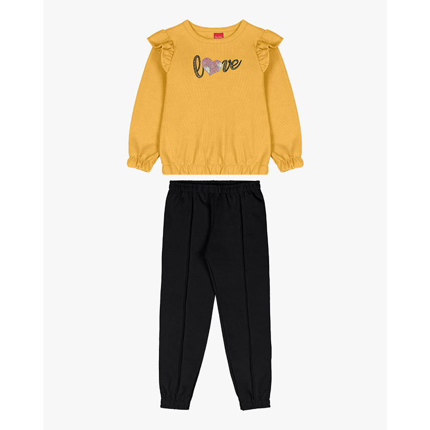 Conjunto Moletom Infantil Kely Kety Blusão Estampa Love