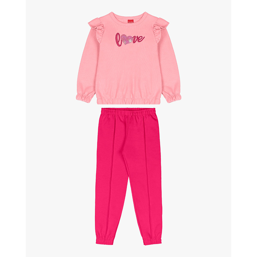 Conjunto Moletom Infantil Kely Kety Blusão Estampa Love