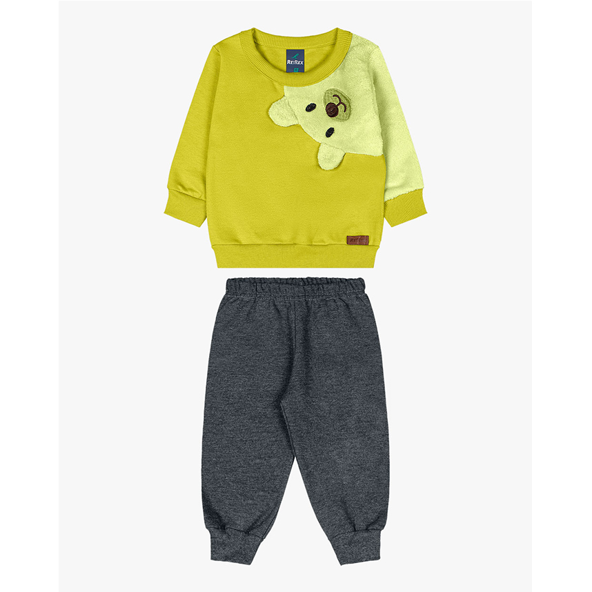 Conjunto Bebê Reirex Moletom Blusão Estampa Ursinho