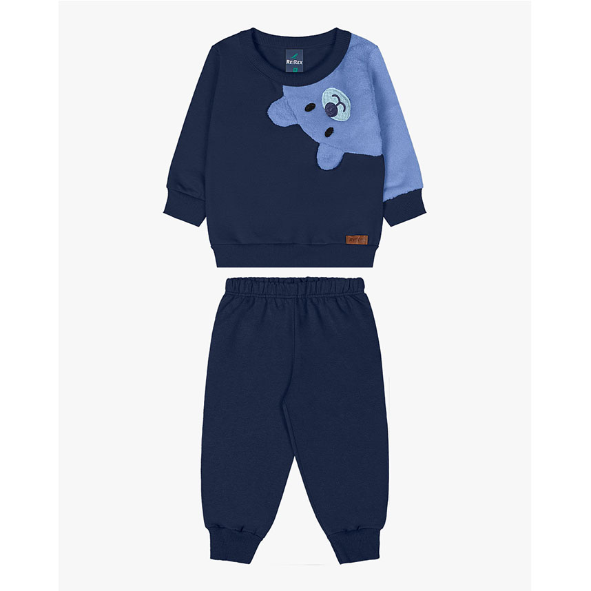 Conjunto Bebê Reirex Moletom Blusão Estampa Ursinho