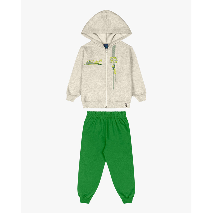 Conjunto Infantil Reirex Moletom Jaqueta Estampada Com Capuz