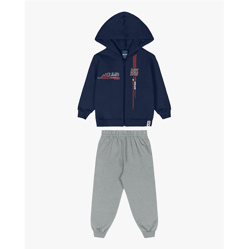 Conjunto Infantil Reirex Moletom Jaqueta Estampada Com Capuz