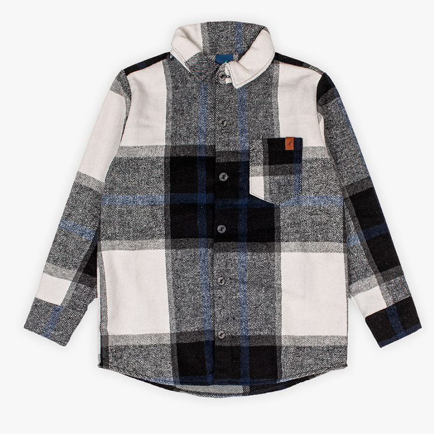Camisa Xadrez Infantil Reirex Manga Longa Flanelada Com Bolso