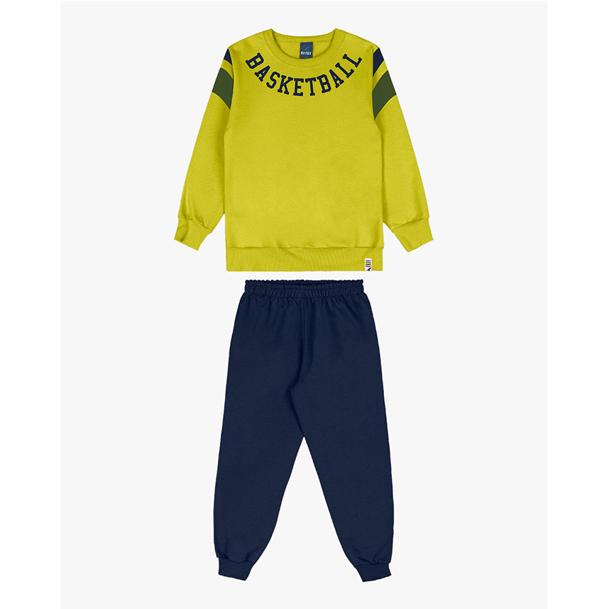 Conjunto Moletom Infantil Reirex Blusão Estampa Basketball