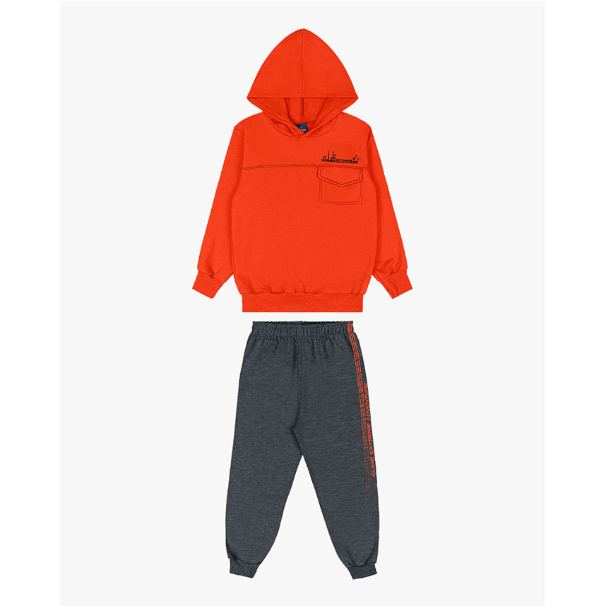 Conjunto Moletom Infantil Reirex Blusão Com Bolso e Capuz