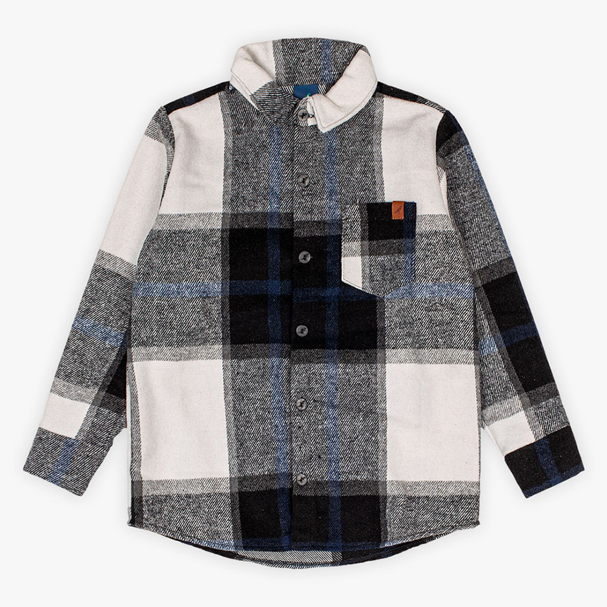 Camisa Xadrez Infantil Reirex Manga Longa Flanelada Com Bolso
