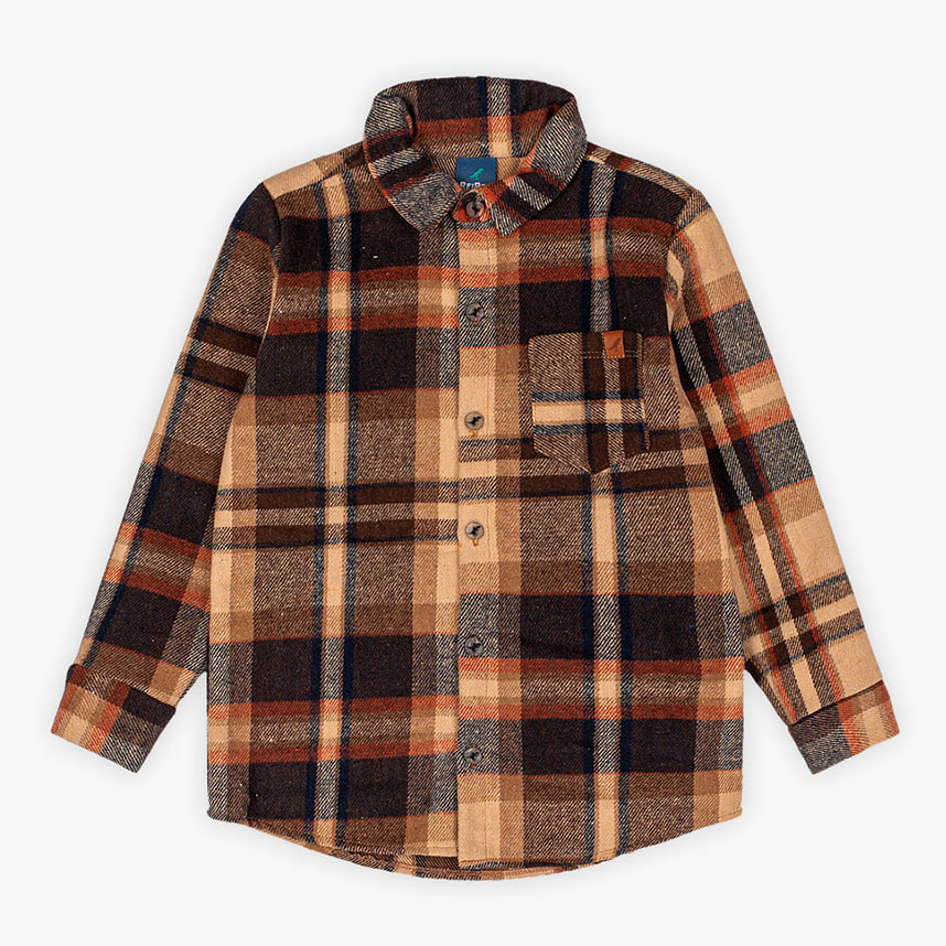 Camisa Xadrez Infantil Reirex Manga Longa Flanelada Com Bolso