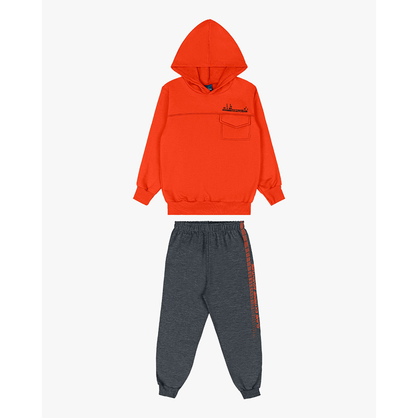 Conjunto Moletom Juvenil Reirex Blusão Com Bolso e Capuz