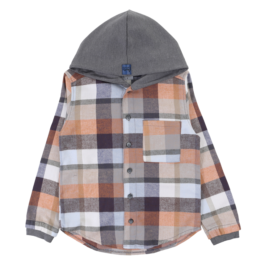 Camisa Infantil Have Fun Manga Longa Xadrez Com Capuz