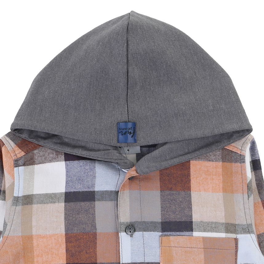 Camisa Infantil Have Fun Manga Longa Xadrez Com Capuz