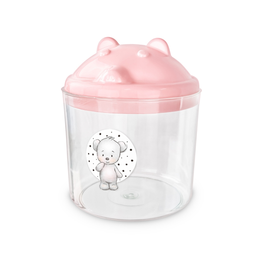 Porta Cotonete Infantil Cajovil Urso Fofura Rosa