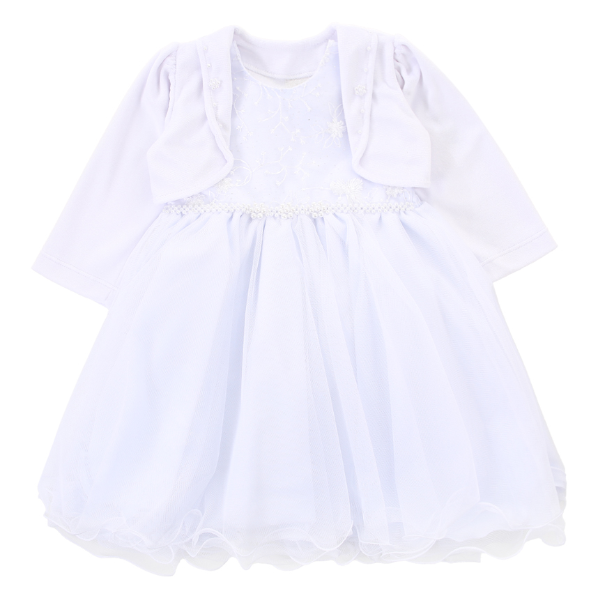 Vestido Bebê Nelu Com Pala Bordada E Bolero Pérolas Vestido Bebê Nelu Com Pala Bordada E Bolero Pérolas