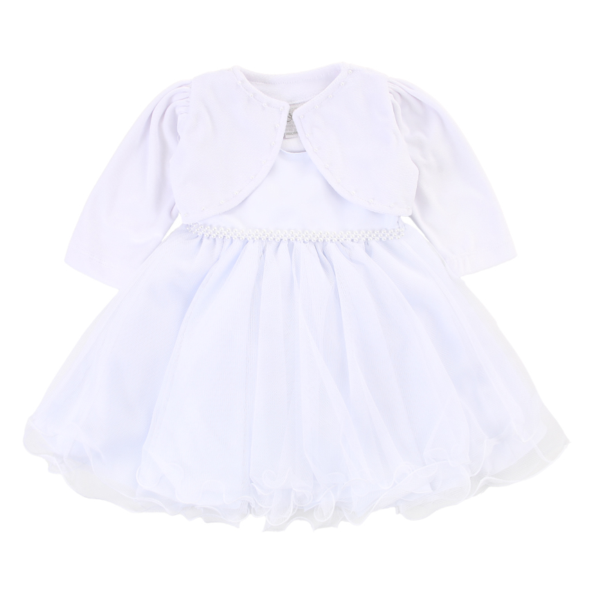 Vestido Infantil Nelu Com Pala Lisa E Bolero Pérolas