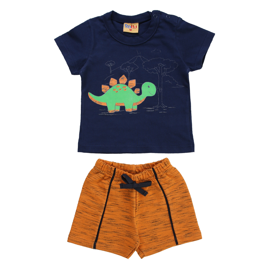 Conjunto Bebê Rollu Camiseta Meia Malha e Bermuda Moletom Conjunto Bebê Rollu Camiseta Meia Malha e Bermuda Moletom