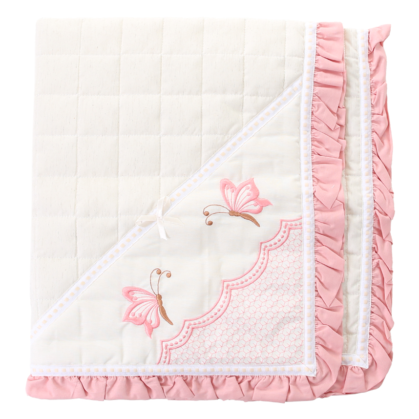 Manta Tiquinho Baby Bordada Babados Borboleta