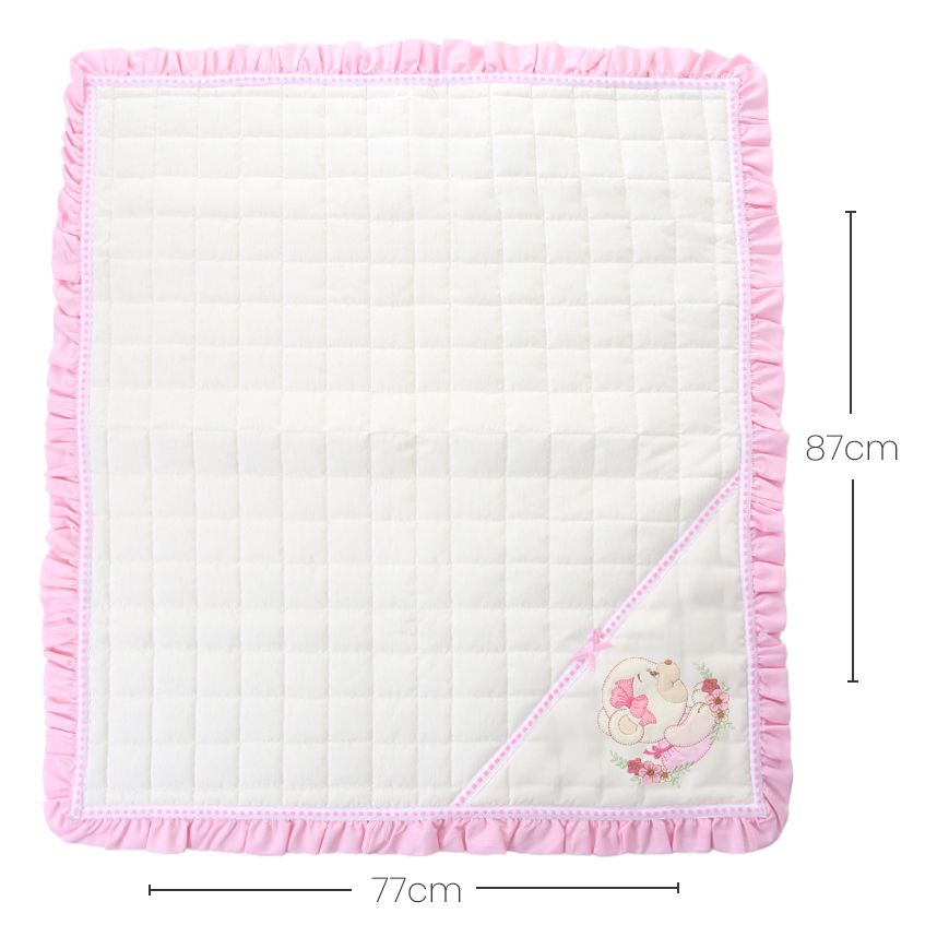 Manta Tiquinho Baby Bordada Babados Ursa Flores Manta Tiquinho Baby Bordada Babados Ursa Flores