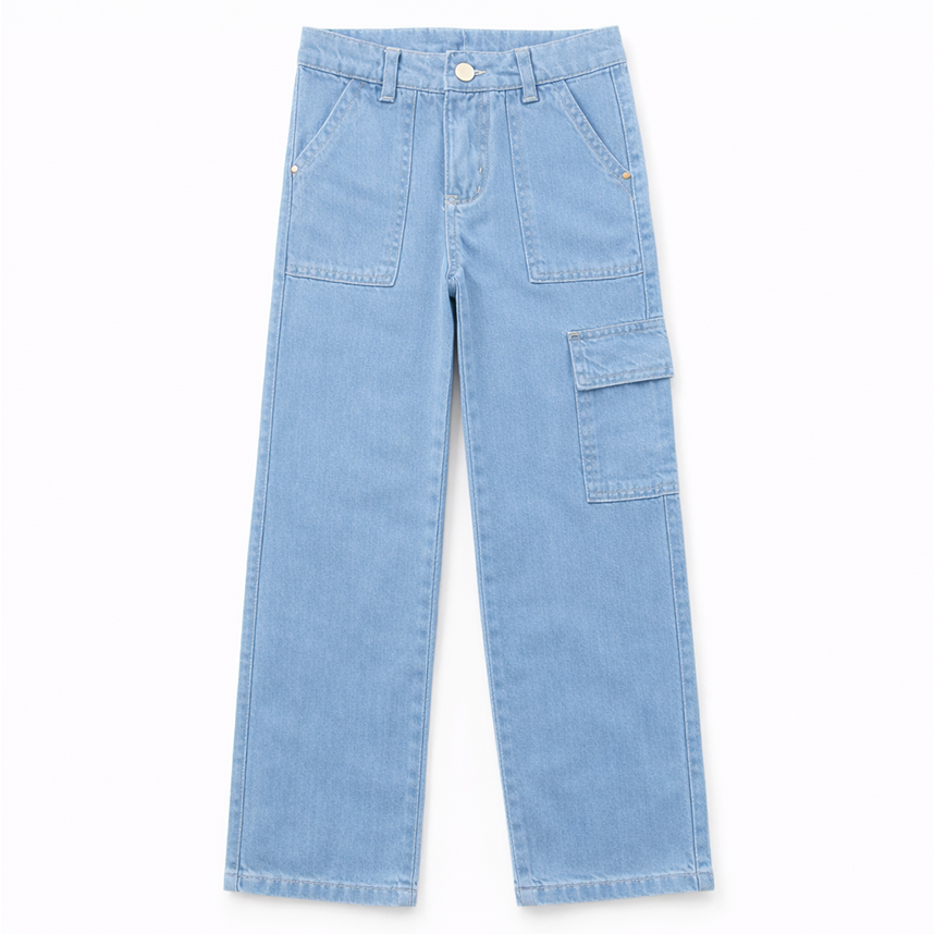 Calça Juvenil Clube Do Doce Wide Leg Bolso Cargo