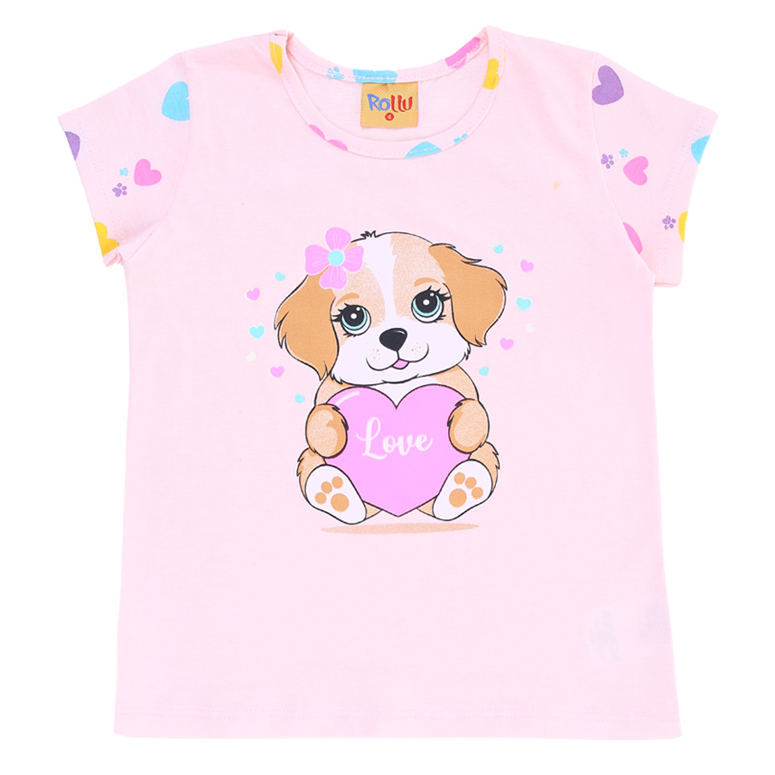 Pijama Infantil Rollu Blusa E Short Com Estampa Rotativa
