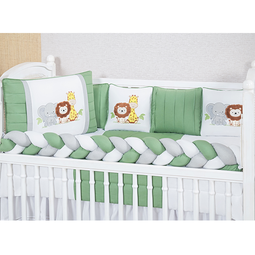 Kit Berço Tiquinho Baby Luxo  Americano Safari - 11 Peças