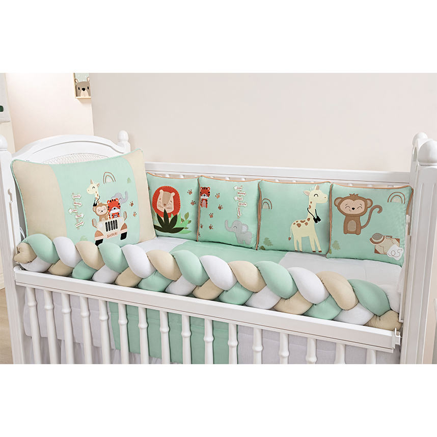 Kit Berço Tiquinho Baby Luxo Americano Safari- 11 Peças