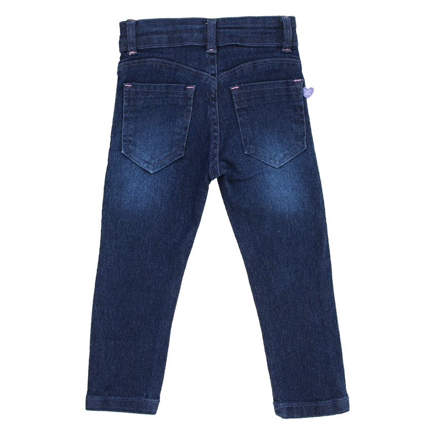 Calça Bebê Clube Do Doce Jeans Skinny Bordado Corações