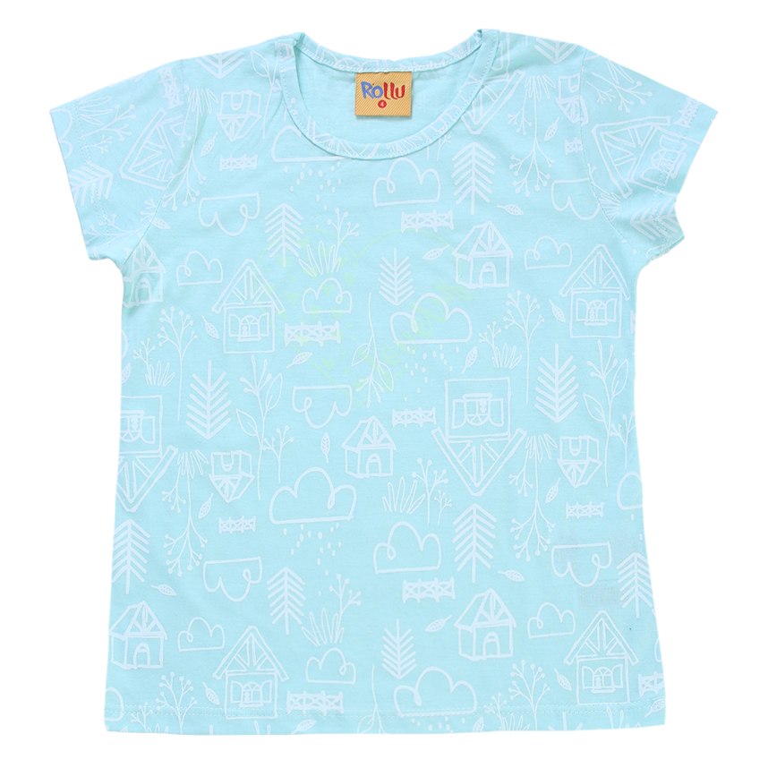 Conjunto Infantil Rollu Blusa E Short Meia Malha Estampado