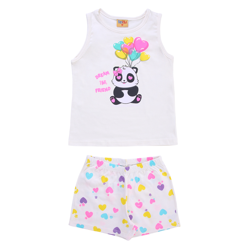 Conjunto Infantil Rollu Regata E Short Meia Malha Panda