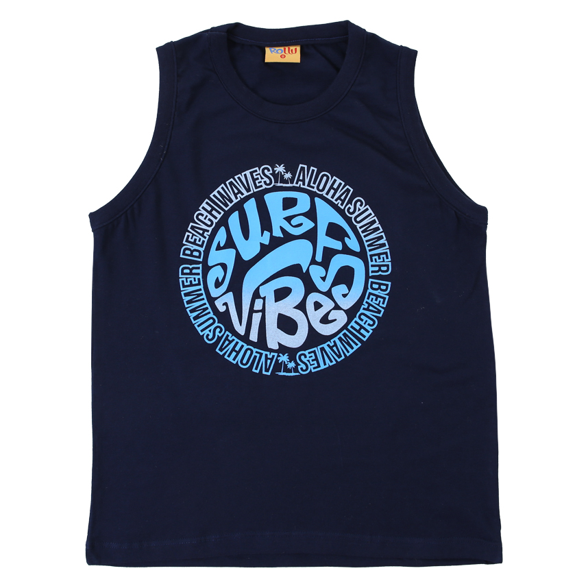 Camiseta Regata Infantil Rollu Meia Malha Estampada