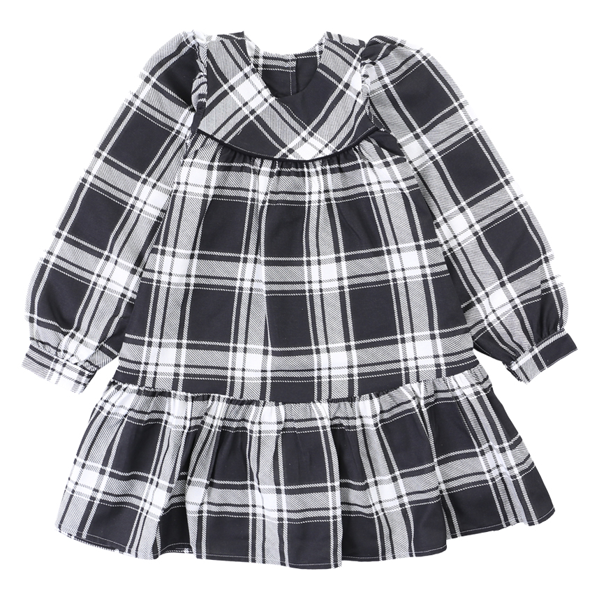 Vestido Infantil Color Mini Xadrez Babados No Ombro Vestido Infantil Color Mini Xadrez Babados No Ombro