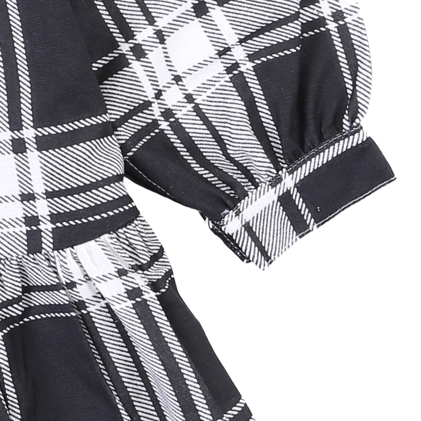 Vestido Infantil Color Mini Xadrez Babados No Ombro Vestido Infantil Color Mini Xadrez Babados No Ombro