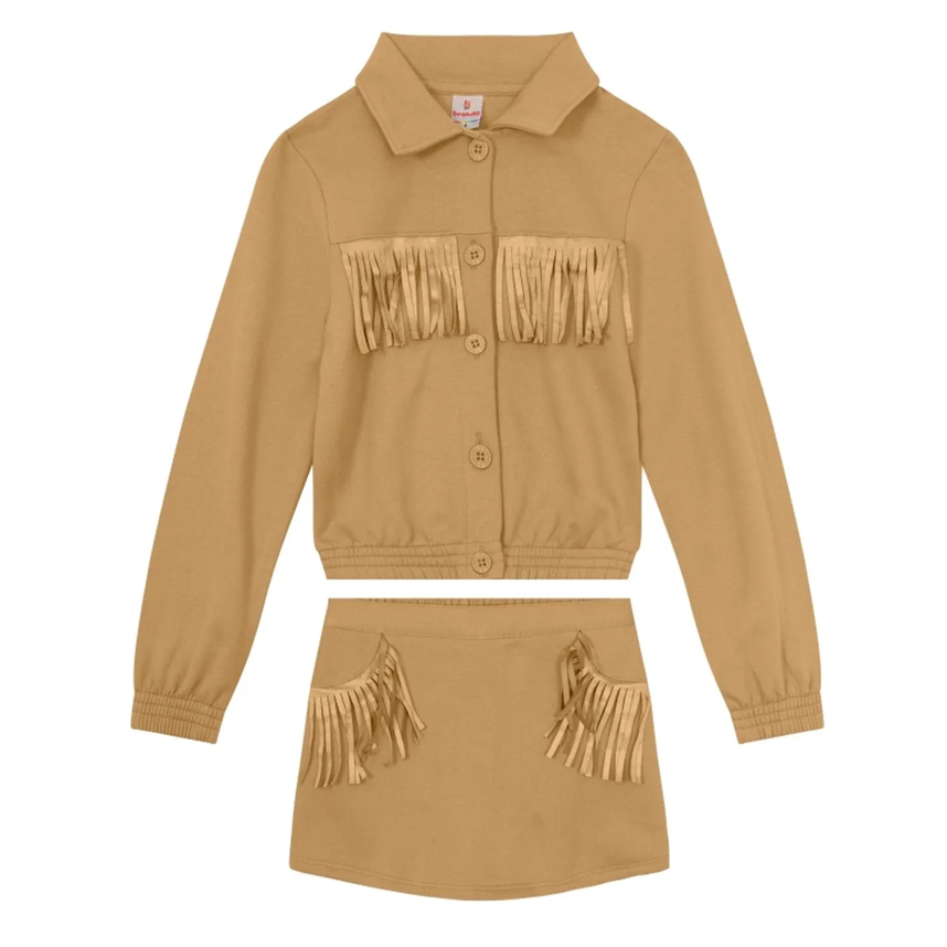 Conjunto Infantil Brandili Jaqueta Moletom e Short Saia