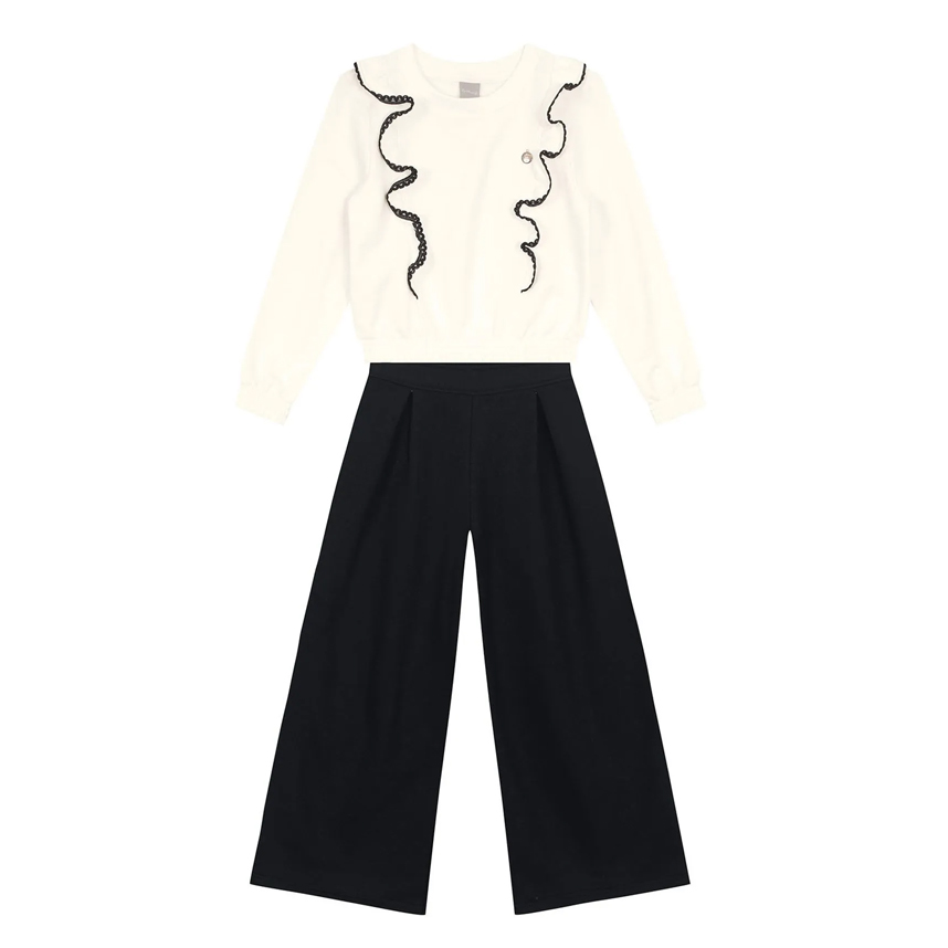 Conjunto Infantil Mundi Blusão E Calça Wide Leg Moletom