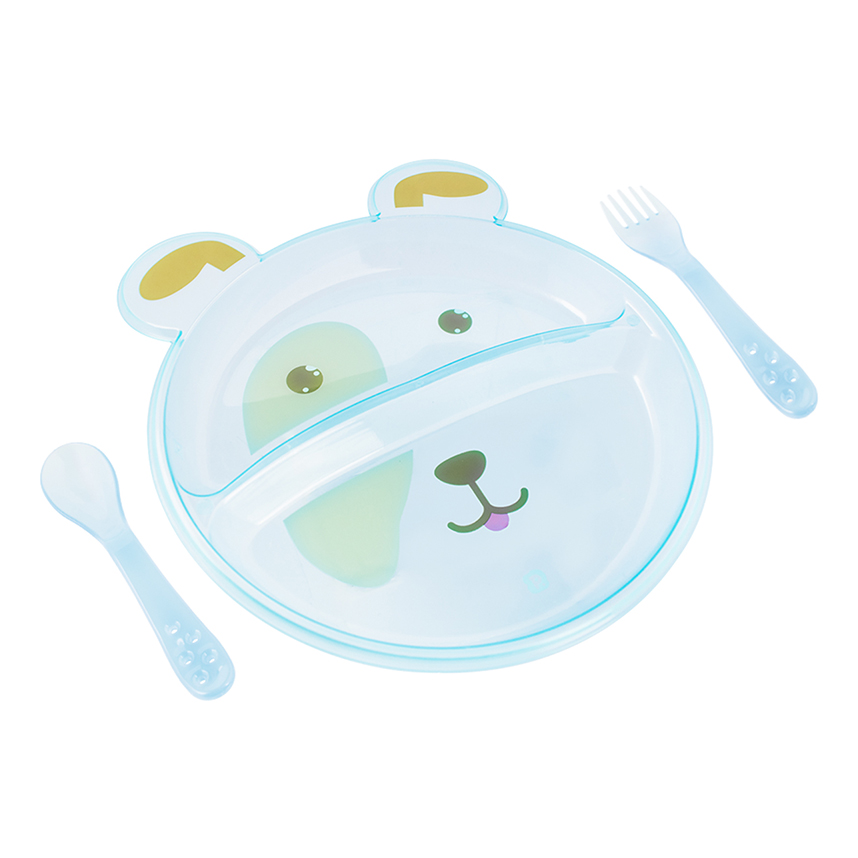 Prato com Divisória e Talheres Pimpolho Estampa de Cachorro