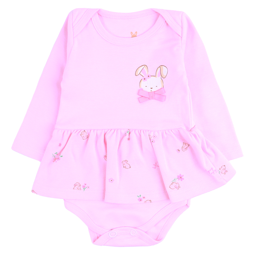 Body Bebê Kiko Baby Vestido Manga Longa Suedine